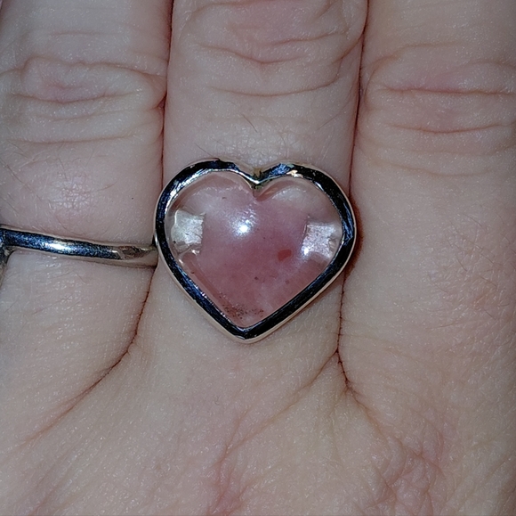 Strawberry Quartz Silver Heart Ring - Picture 8 of 15